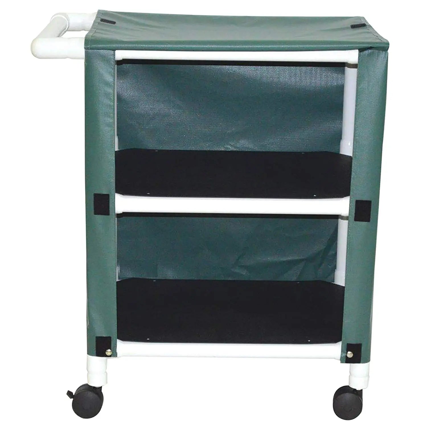 MJM International 2-shelf linen cart w/mesh or solid vinyl cover, shelf size: 24" x 25", 90 lbs per shelf