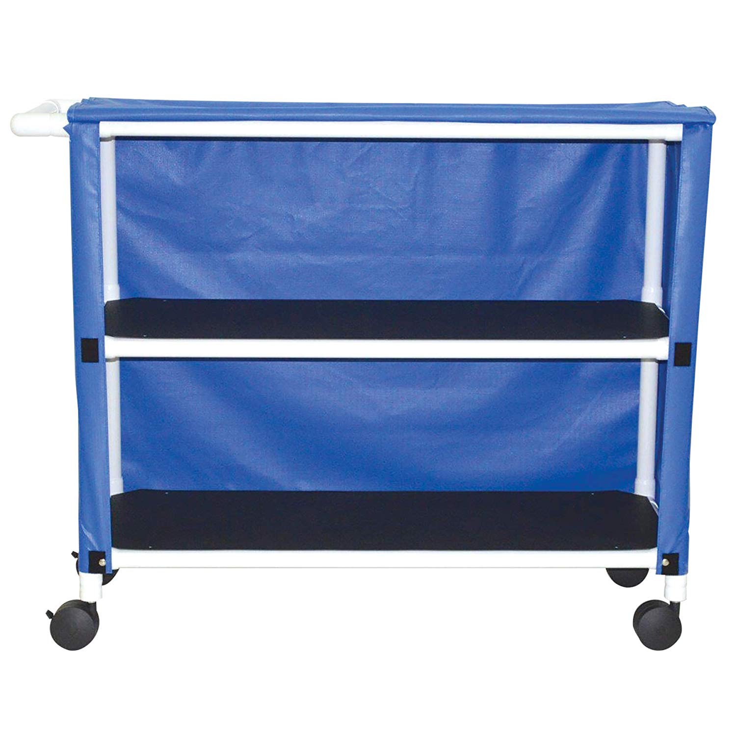 MJM International 2-shelf jumbo linen cart w/mesh or solid vinyl cover, shelf size: 24" x 50", 175 lbs per shelf