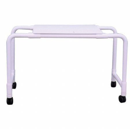 MJM International Overbed table (fixed height) w/3" twin casters, recessed top to prevent items from rolling off