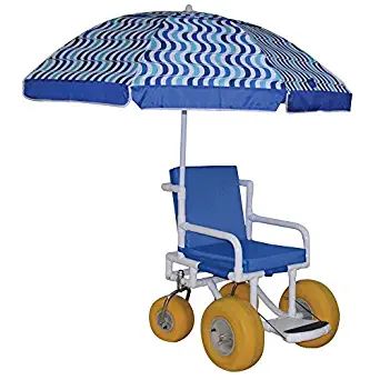 MJM International All terrain chair, 20.25" internal width, safety belt, cushion seat and umbrella, 250 lbs weight capacity
