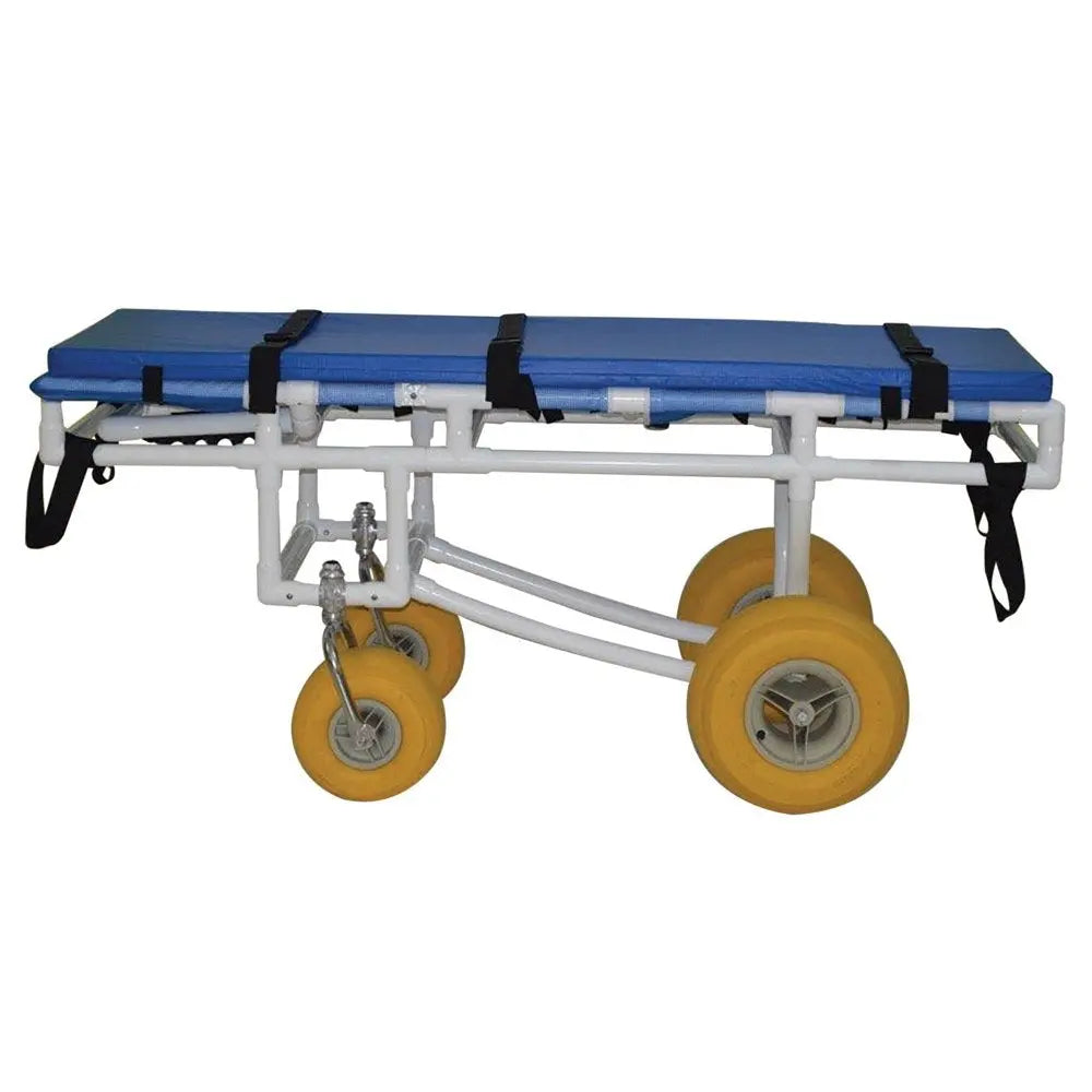 MJM International All terrain Stretcher, 2 swivel / 2 rigid wheels, 300 lb weight capacity