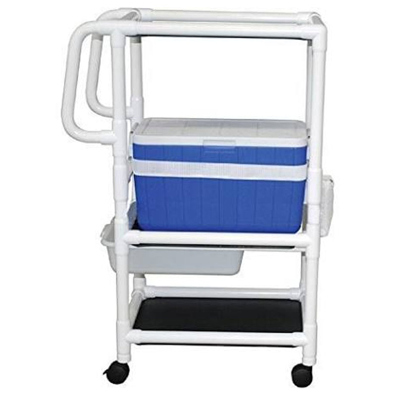 MJM International Woodtone Hydration / ice cart w / extra shelf, 48 qt ice chest