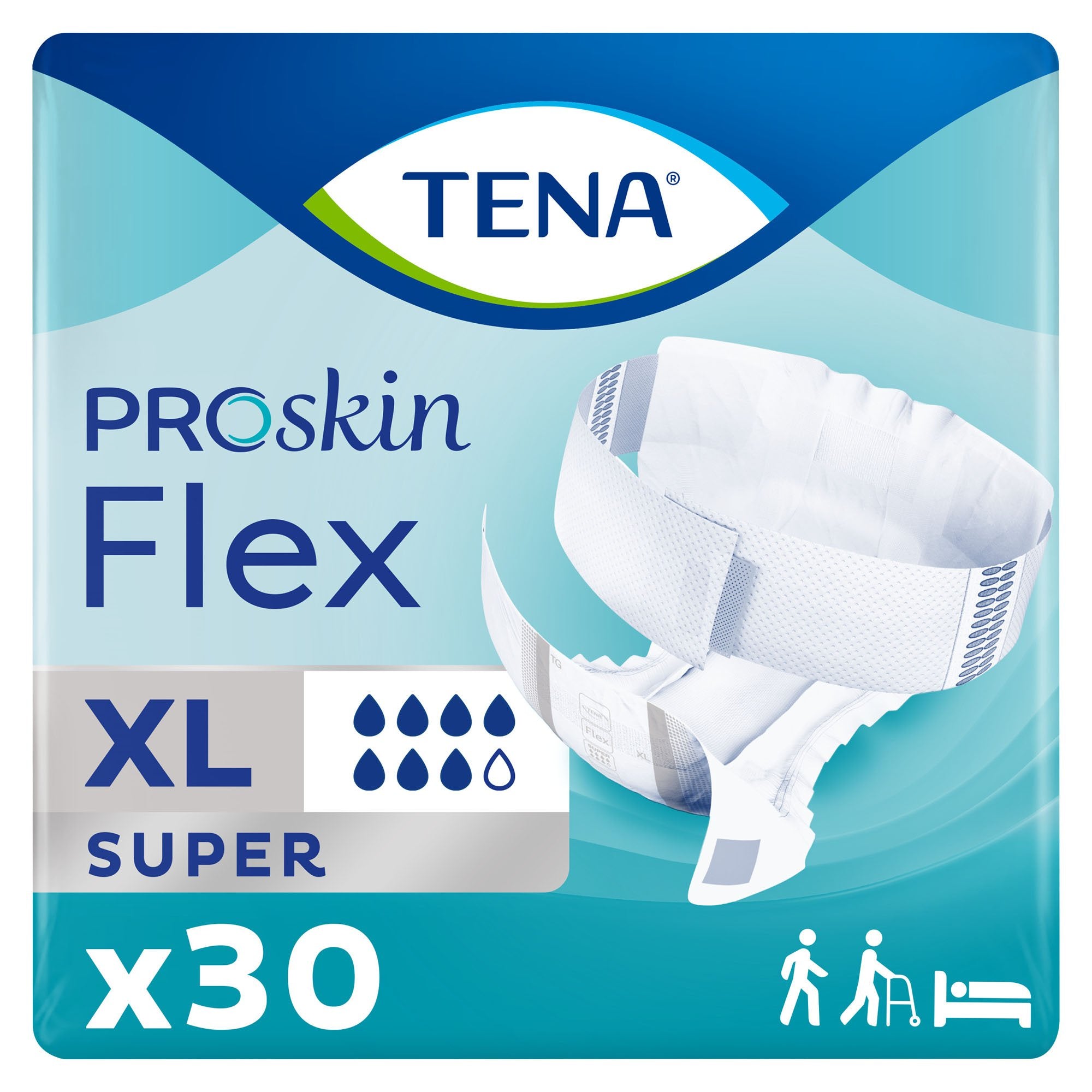 Incontinence Belted Undergarment TENA ProSkin Flex Super Adult Size 20 Unisex Disposable Heavy Absorbency