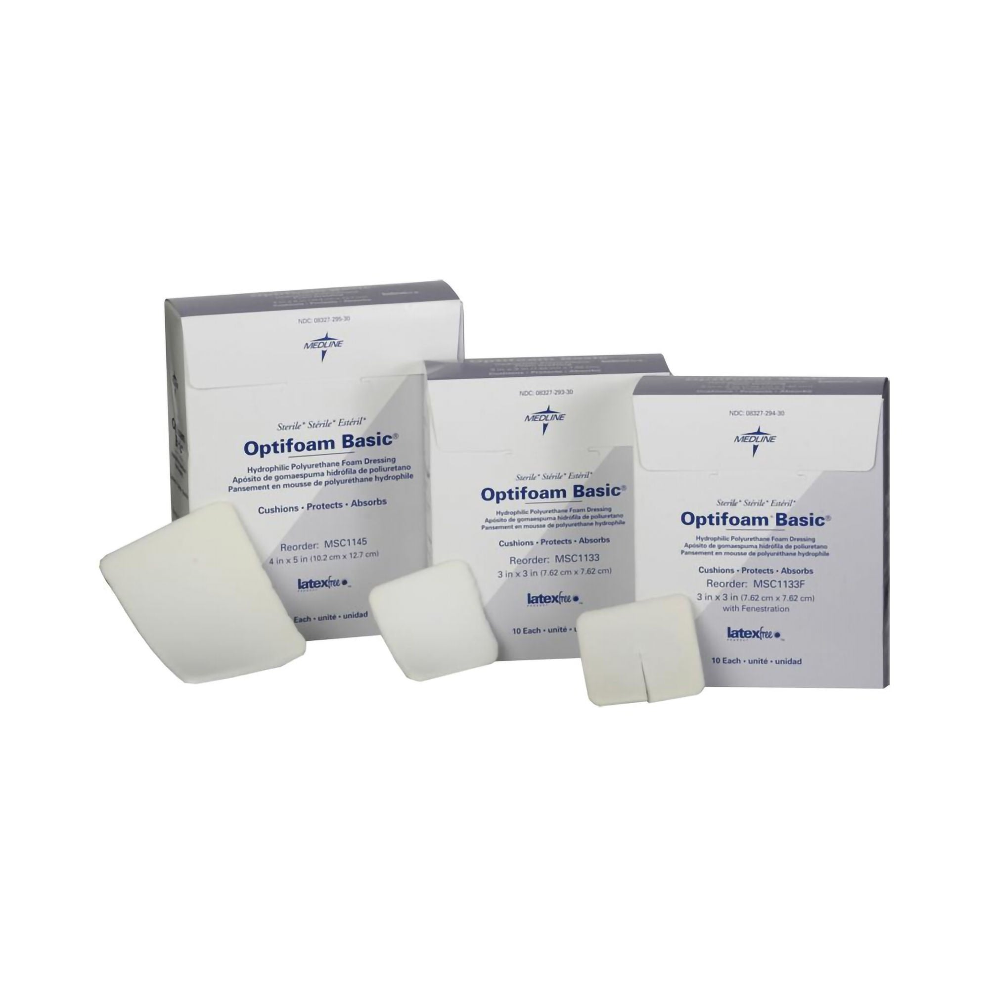Optifoam Basic Nonadhesive without Border Foam Dressing, 3 x 3 Inch (100/CS)