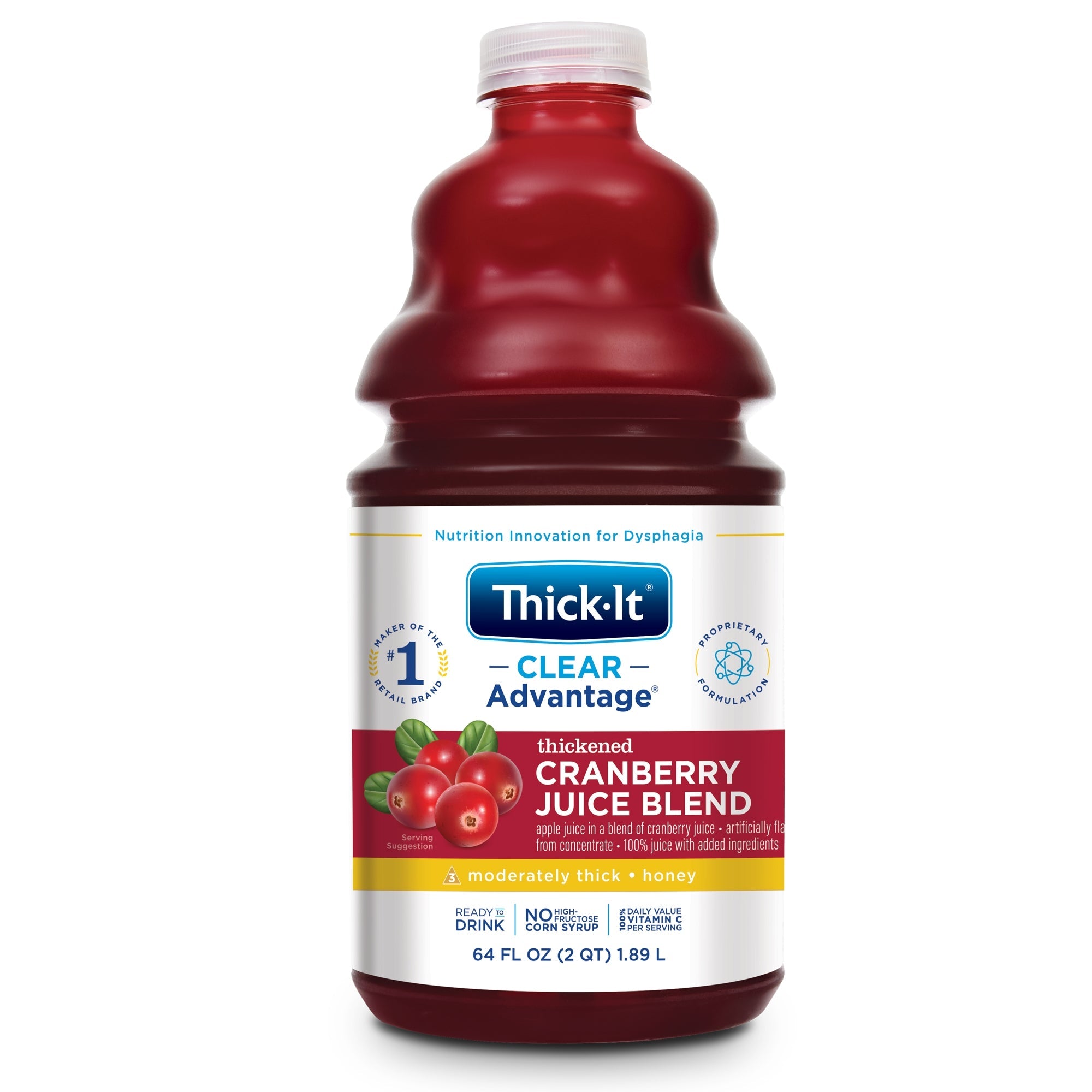 Thickened Beverage Thick-It Clear Advantage 64 oz. Bottle Cranberry Flavor Liquid IDDSI Level 3 Moderately Thick/Liquidized