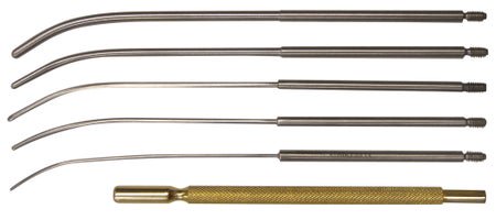BR Surgical Cervical Dilator Set, sizes 1mm, 1.5mm, 2mm, 2.5mm, 3mm, interchangeable handle, stainless steel