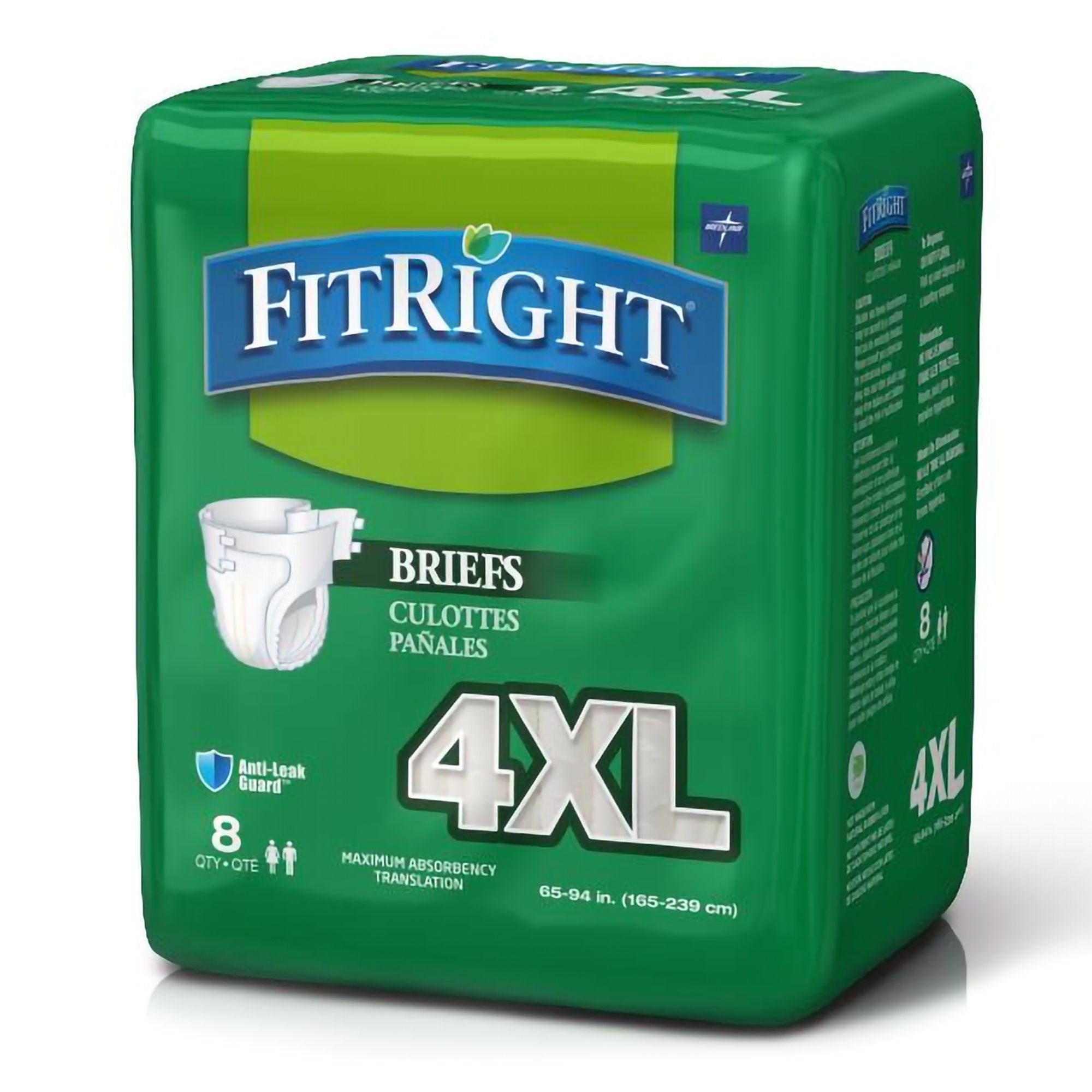 FitRight Plus Anti-Leak Guard Briefs, Bariatric Adult, 4X-Large (Case of 32)