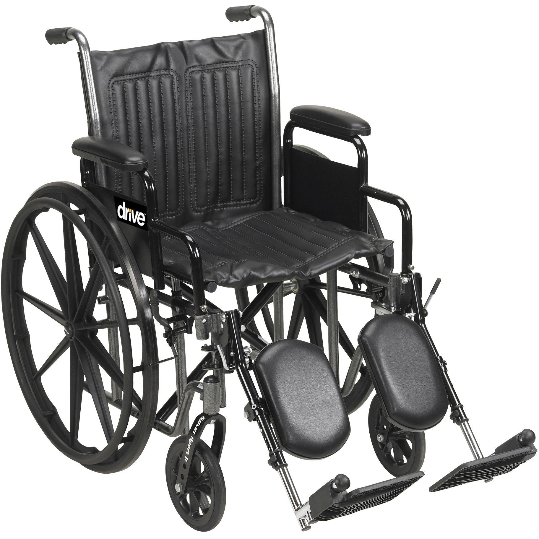 Wheelchair drive Silver Sport 2 Dual Axle Full Length Arm Elevating Legrest Black Upholstery 18 Inch Seat Width Adult 300 lbs. Weight Capacity (Each)