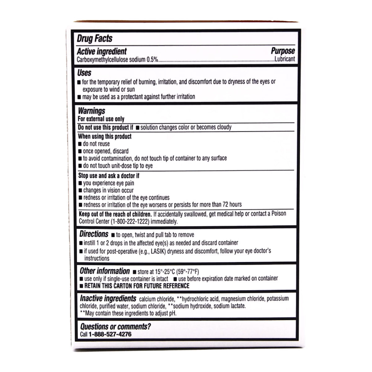 Rugby 0.5% Carboxymethylcellulose Sodium Lubricant Eye Drops, Single Use Vials (Box of 30)
