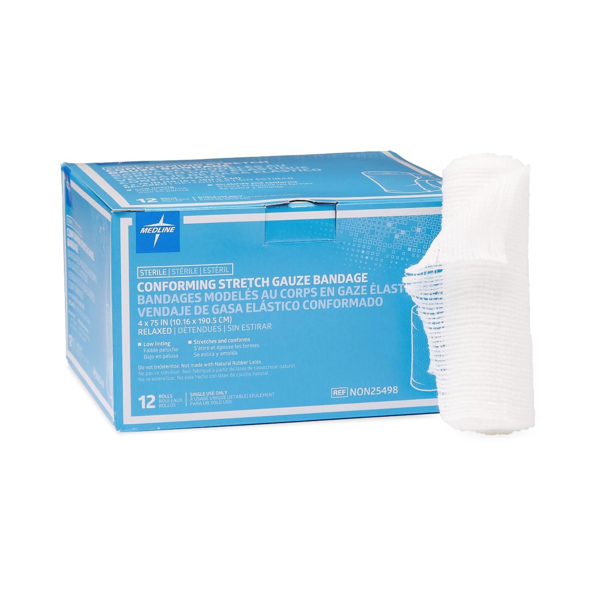 Medline Sterile Conforming Bandage, 4 Inch x 4-1/10 Yard (Case of 96)