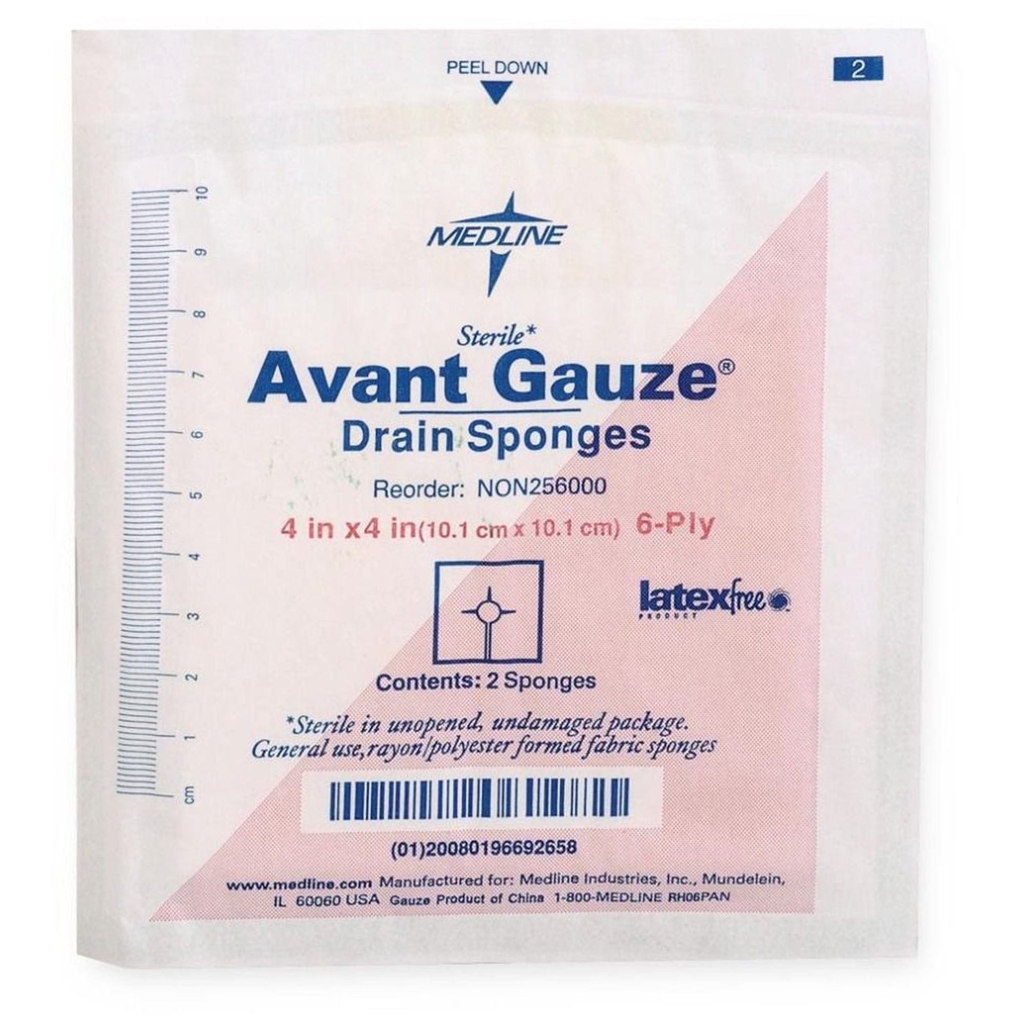 Avant Gauze Drain Sponge, 4 x 4 inch, 6-Ply (300/CS)