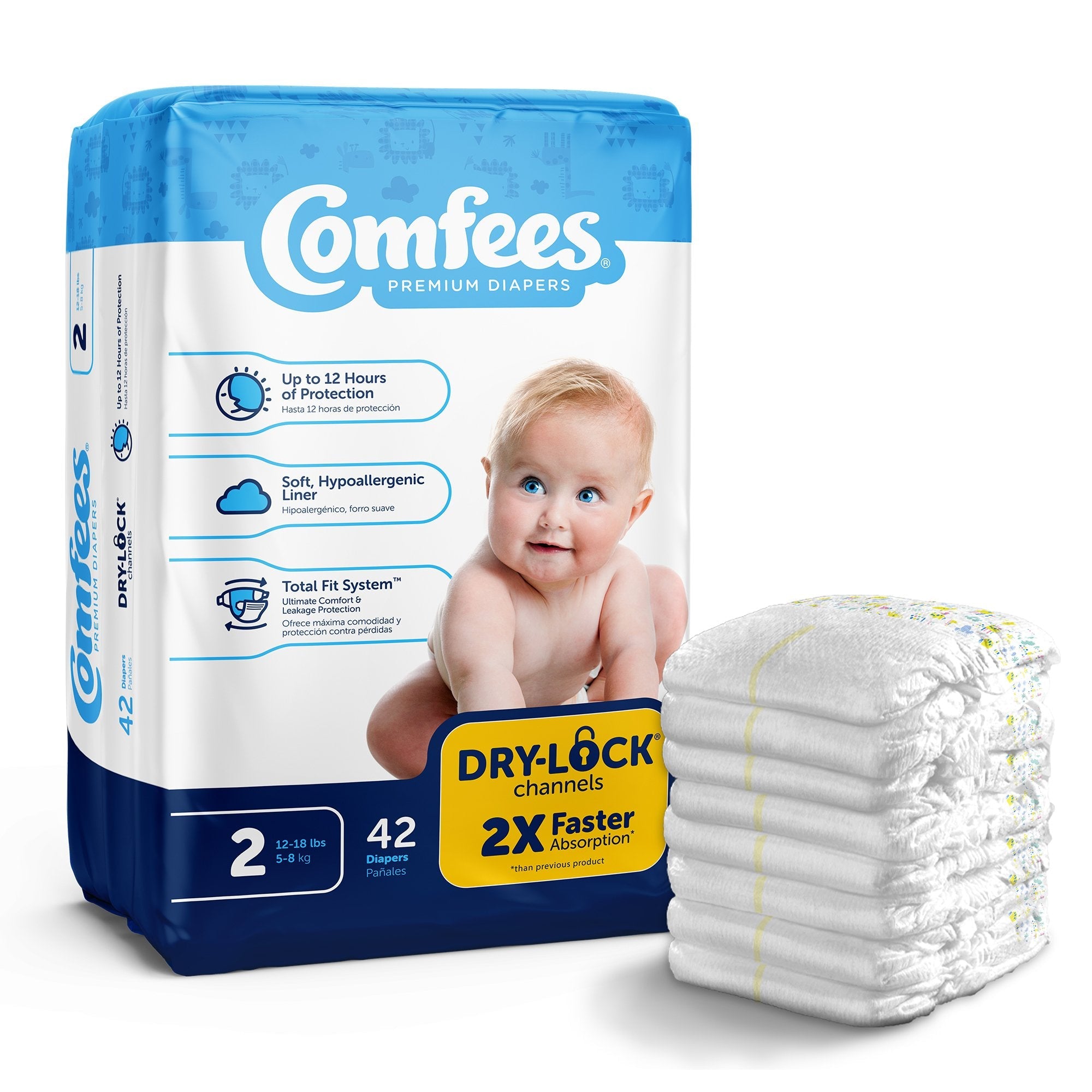 Attends Healthcare Products Attends Comfees Premium Baby Diapers, Unisex, Tab Closure, Size 2 (168/CS)