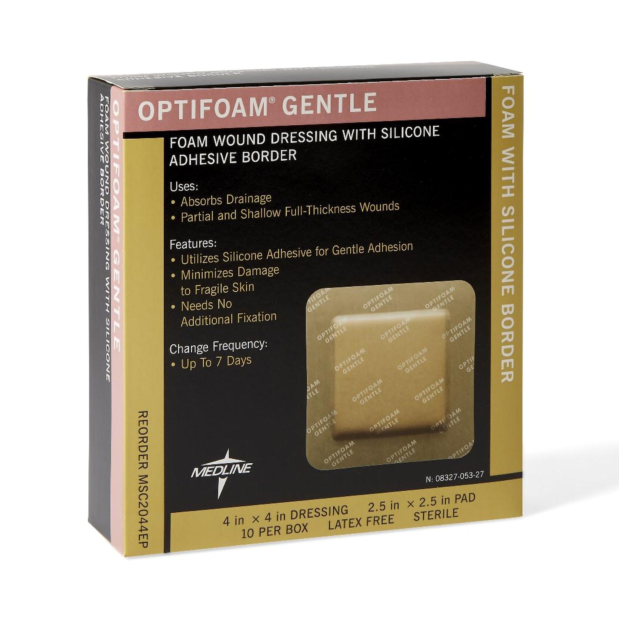 Medline Foam Dressing Optifoam Gentle 4 X 4 Inch With Border Waterproof Backing Silicone Border Square Sterile (MSC2044EP / CS)