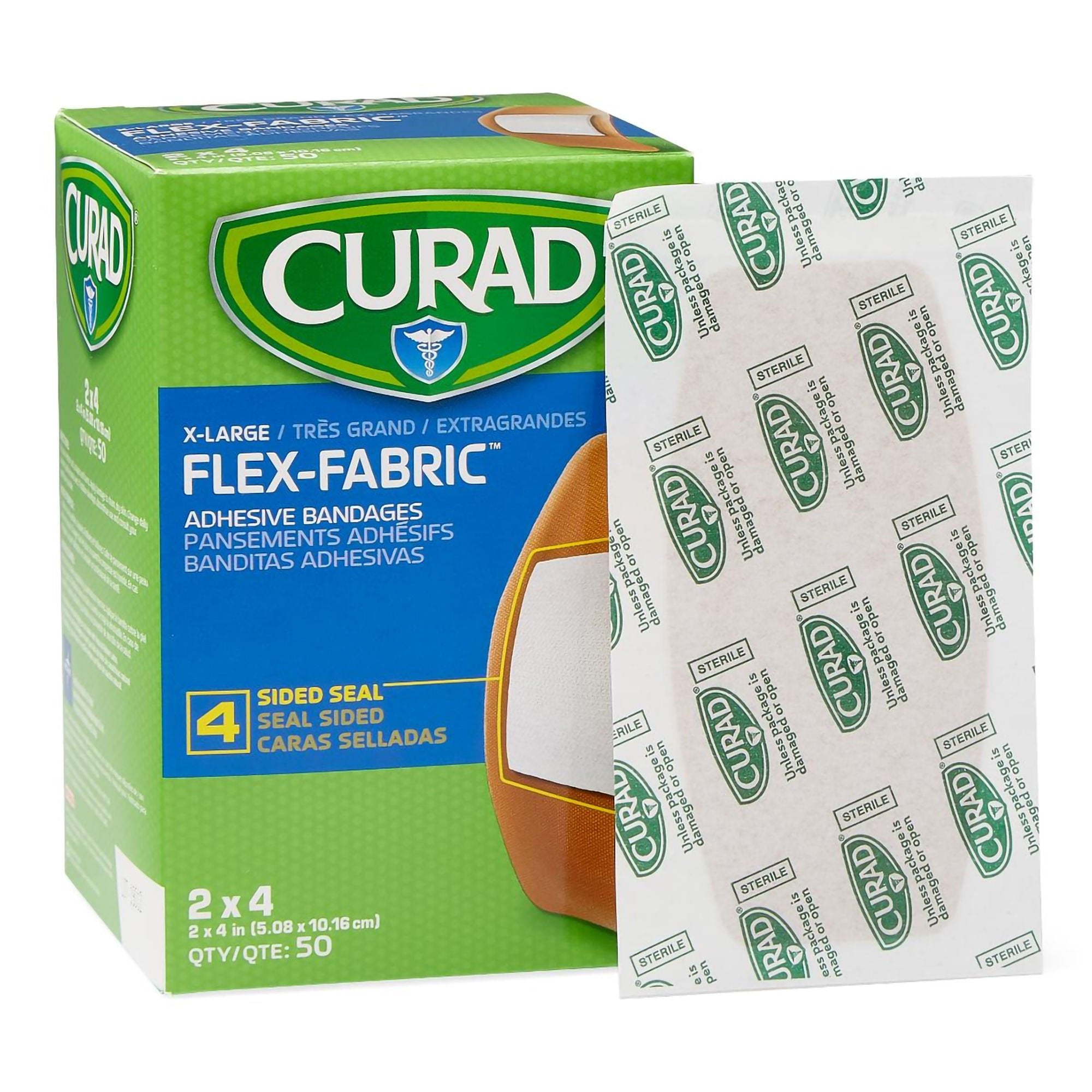 Curad Flex-Fabric Tan Adhesive Strip, 2 x 4 Inch (600/CS)