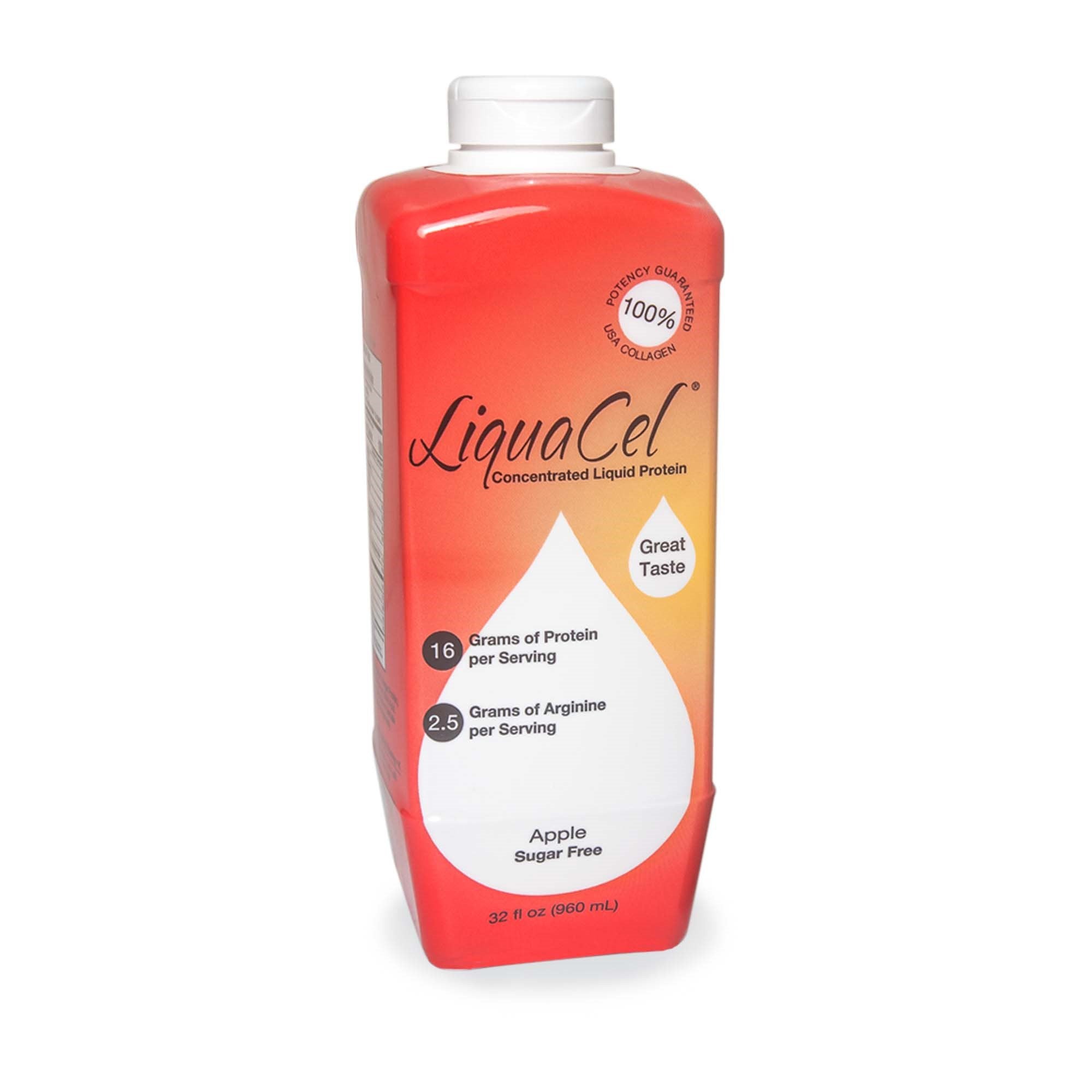 Global Health Products LiquaCel Apple Concentrated Liquid Protein, Sugar Free, 32-ounce bottle (6/CS)