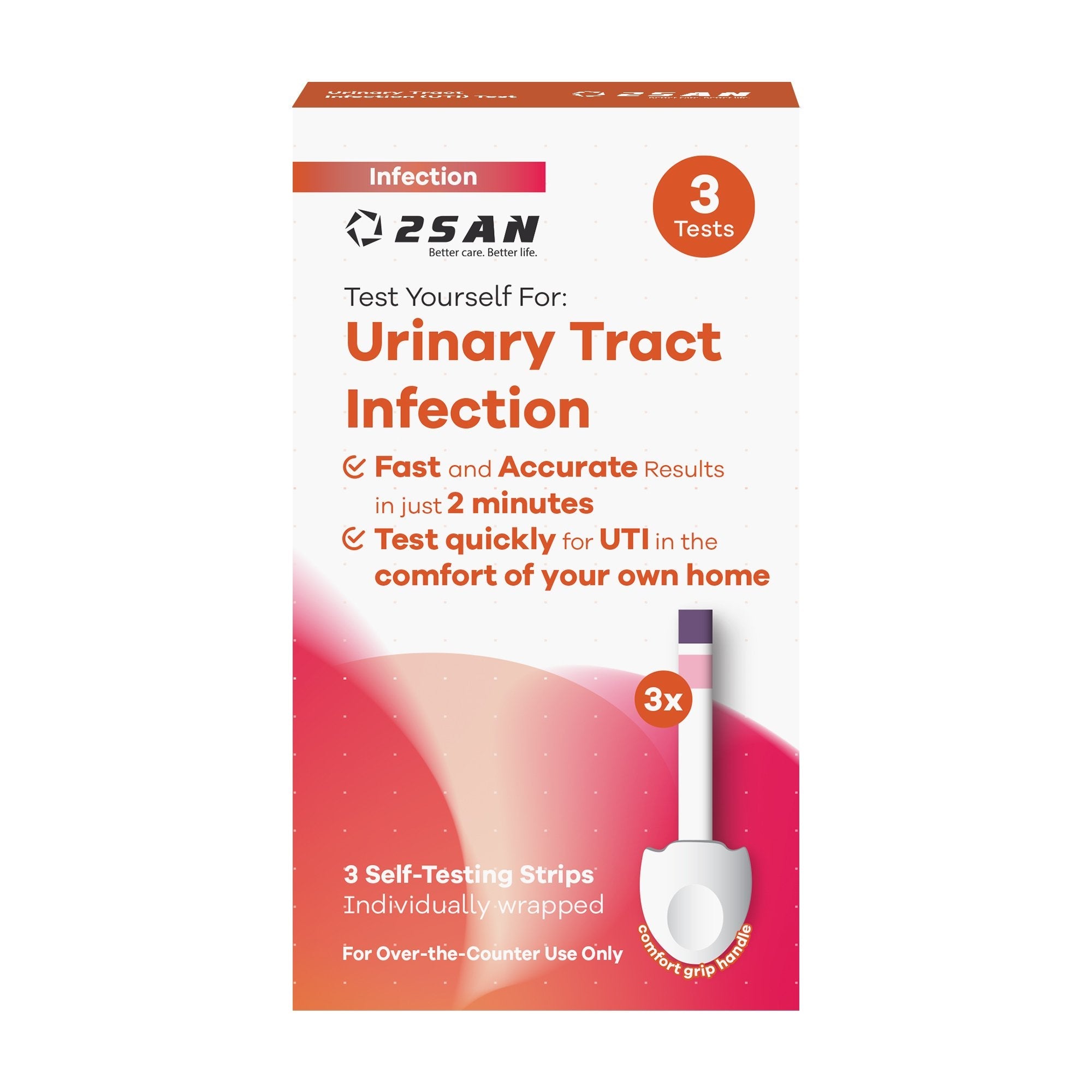 2San LLC Urinalysis Test Kit 2San Urinary Tract Infection Detection 3 Tests per Kit (24 Kits per Case) CLIA Waived (24/CS)