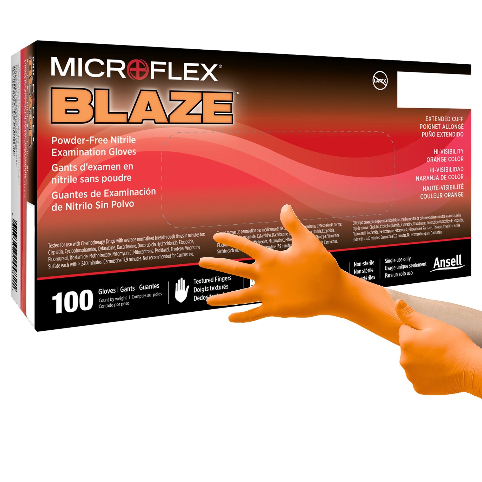 Microflex Medical Microflex Blaze Nitrile Exam Glove, Small, Orange (1000/CS)