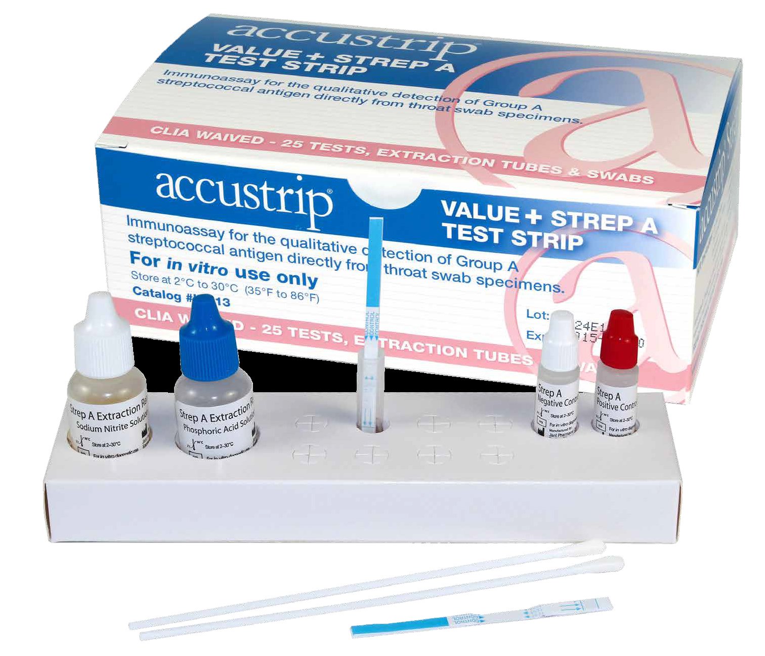 Respiratory Test Kit Accustrip Value+ Strep A Test 25 Tests CLIA Waived