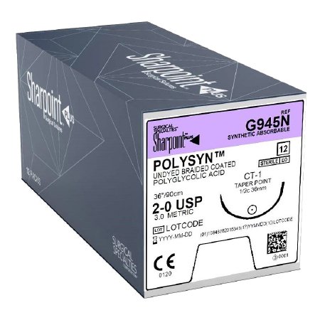 SUTURE POLYGLY ACID BRD 2-036IN/90CM 1/2 CIRC 12/BX