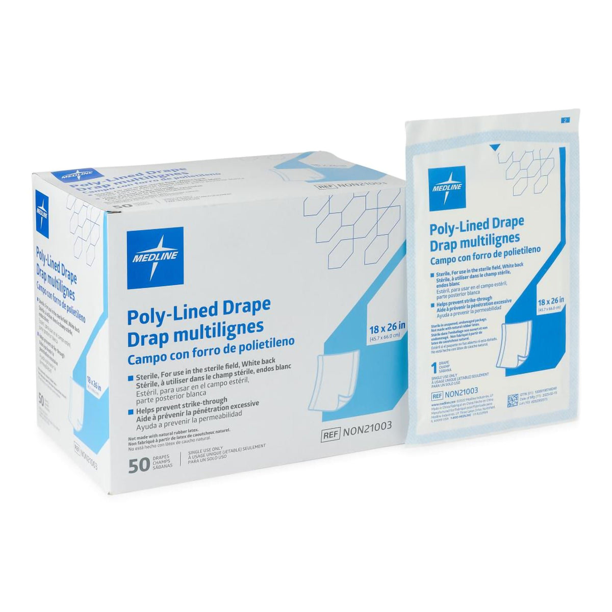 General Purpose Drape Medline Poly Lined Towel Drape 18 W X 26 L Inch Sterile (Case of 300)