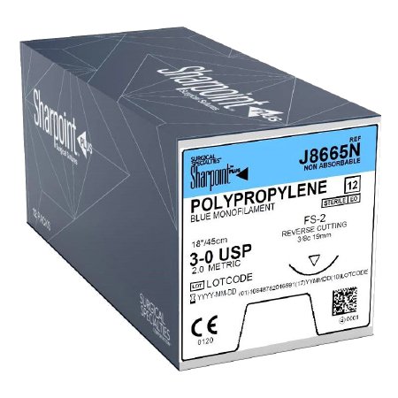 SUTURE POLYPROP REV CUT 3-018IN/45CM 3/8CIRC 12/BX