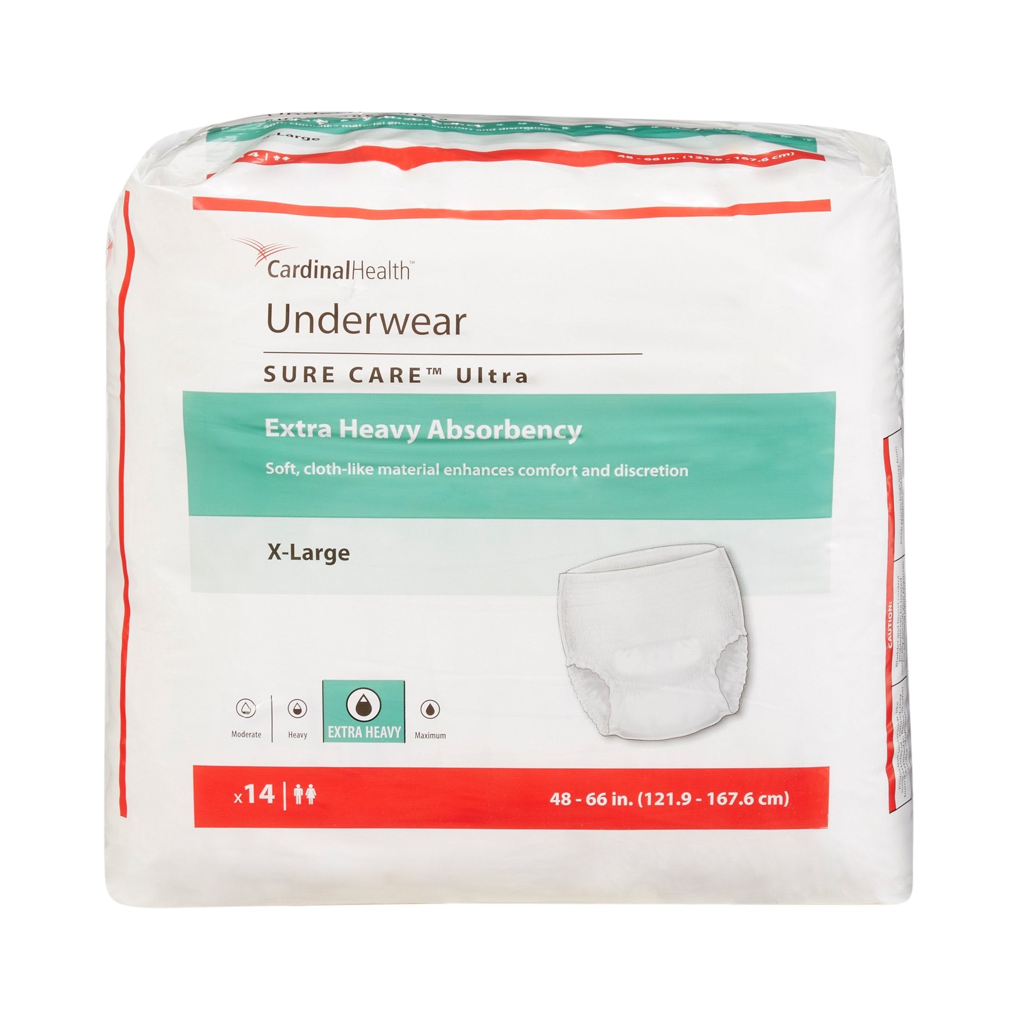 Cardinal Sure Care Ultra Extra Heavy Absorbent Underwear, Extra Large (56/CS)