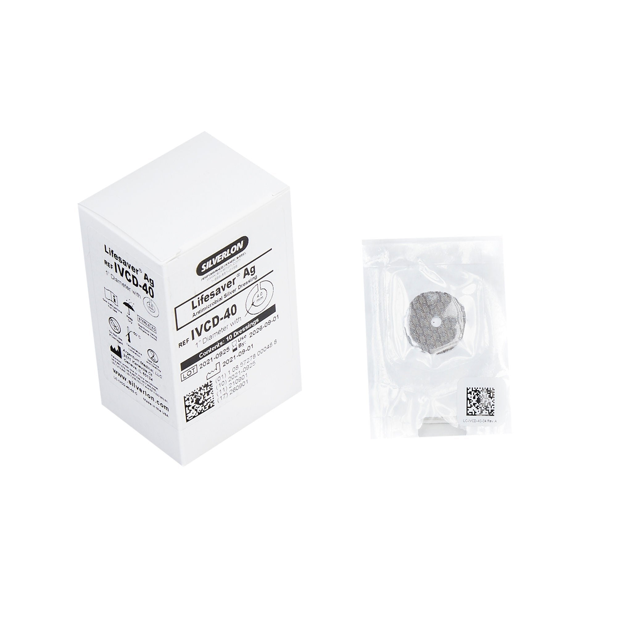 Antimicrobial Catheter Dressing Protective Disc Silverlon Lifesaver AG Foam 1 Inch Diameter with 4 mm Hole Diameter Sterile (Box of 10)