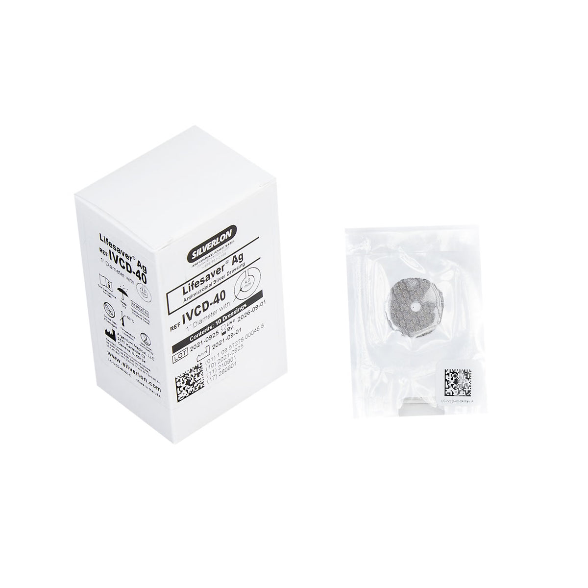 Antimicrobial Catheter Dressing Protective Disc Silverlon Lifesaver AG Foam 1 Inch Diameter with 4 mm Hole Diameter Sterile (Box of 10)