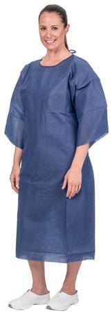 GOWN PATIENT FL BK 3/4 SLEEVESDK BL UNIV 100/CS