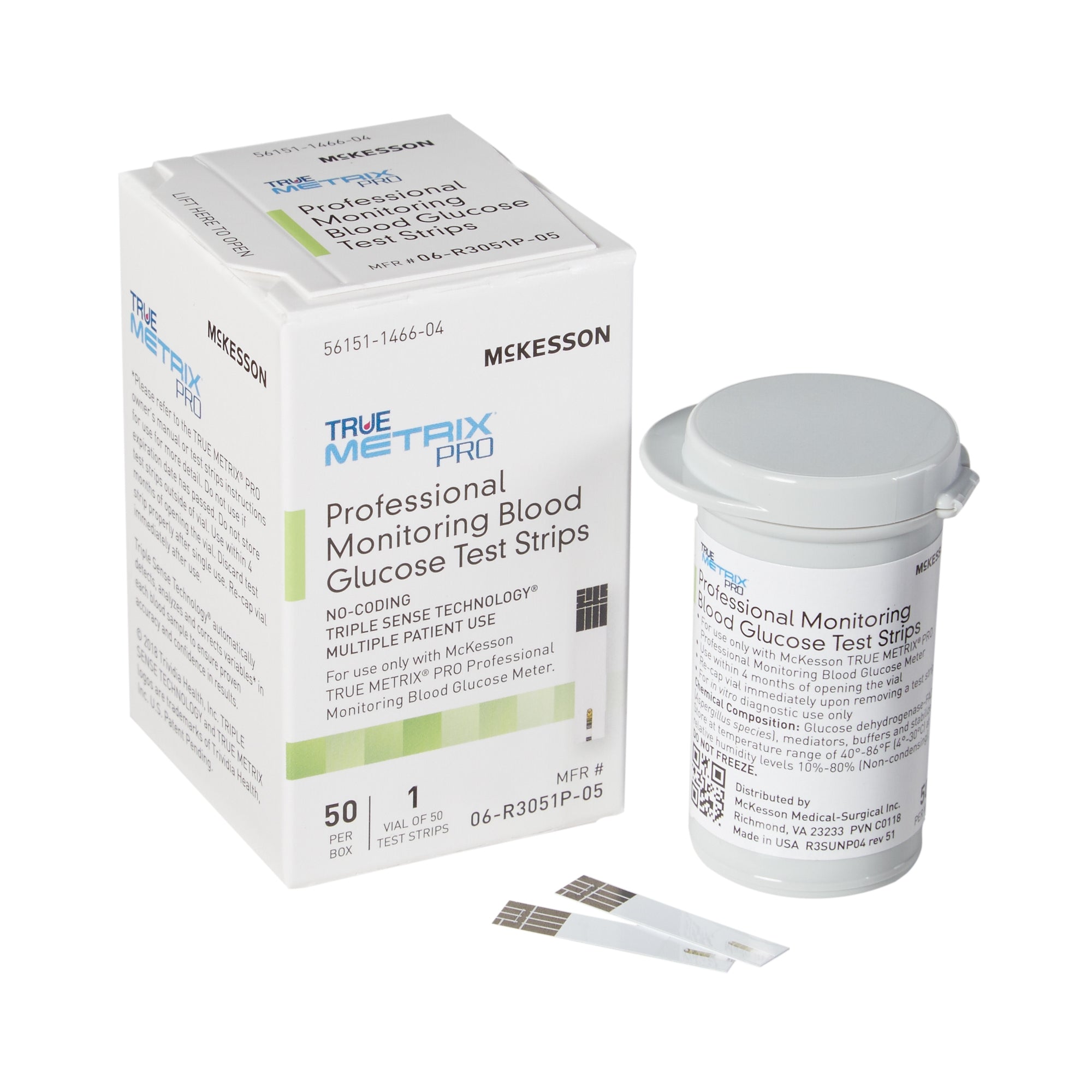 Blood Glucose Test Strips McKesson TRUE METRIX PRO 50 Strips per Pack For McKesson TRUE METRIX PRO Professional Monitoring Blood Glucose Meter