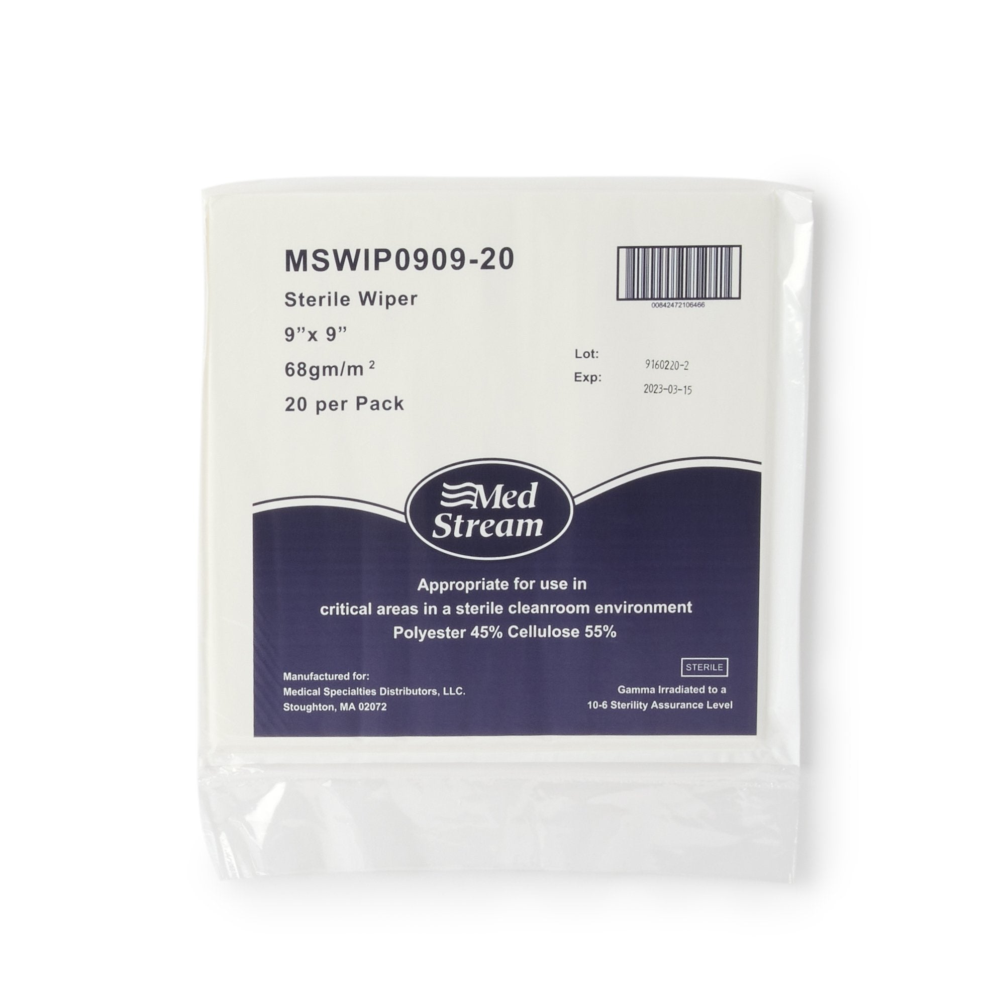 McKesson Brand McKesson Cleanroom Wipe ISO Class 5, White, Sterile, Disposable, 9 x 9 Inch (180/CS)