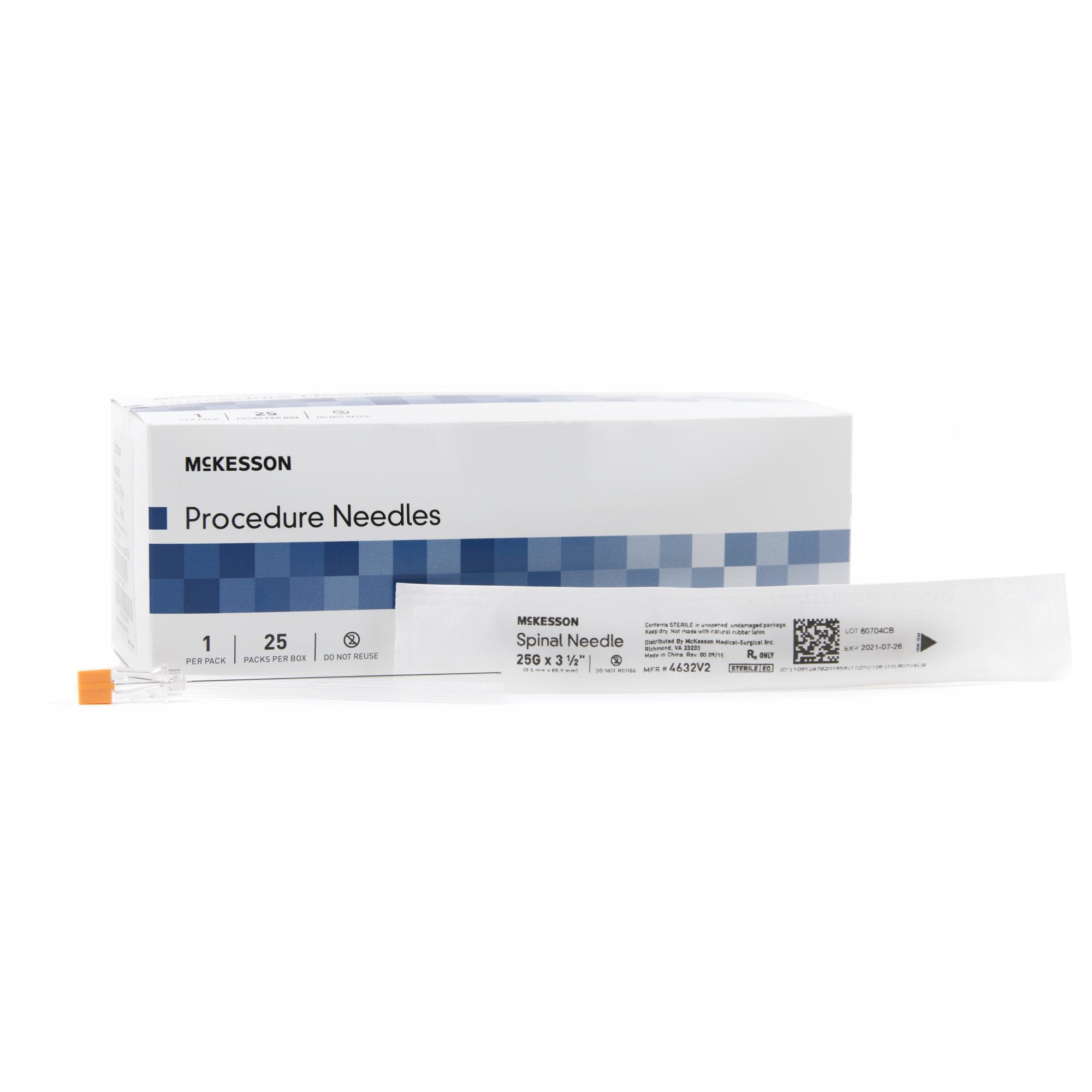 Spinal Needle McKesson Quincke Style 25 Gauge 3-1/2 Inch Length Sterile