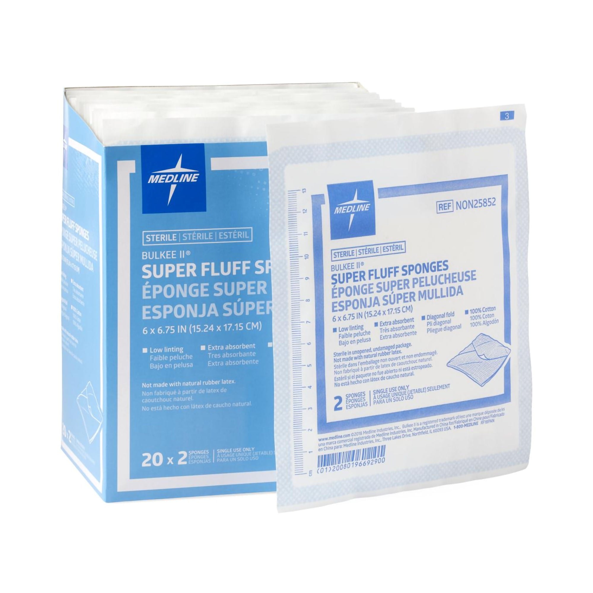 Bulkee Sterile Fluff Dressing, 6 x 6-3/4 Inch, 6-Ply (Case of 480)