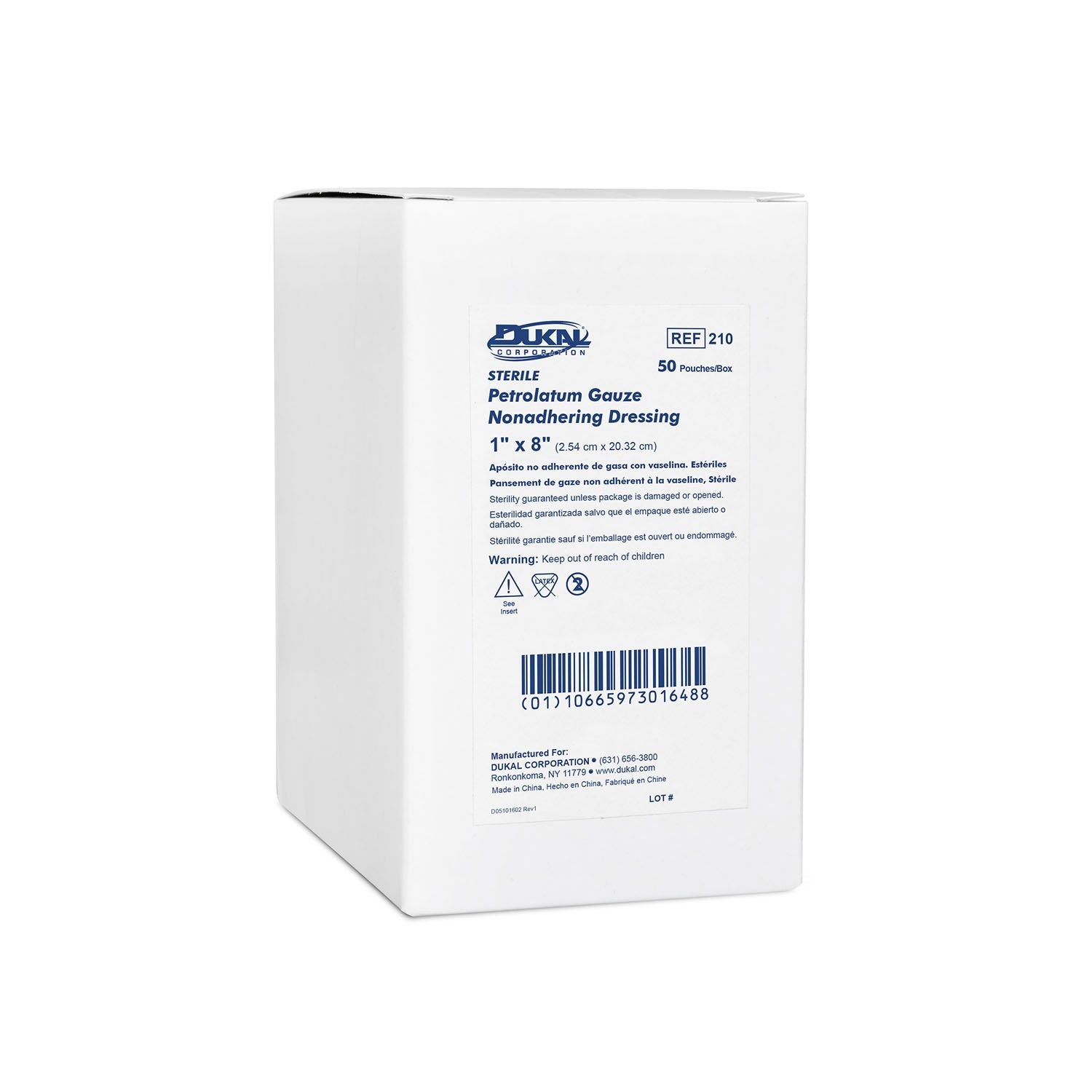 Dukal Corporation Dukal Alba Sterile Petrolatum Gauze Dressings Dressing, 1" x 8", Sterile, 1/pk, 50 pk/bx