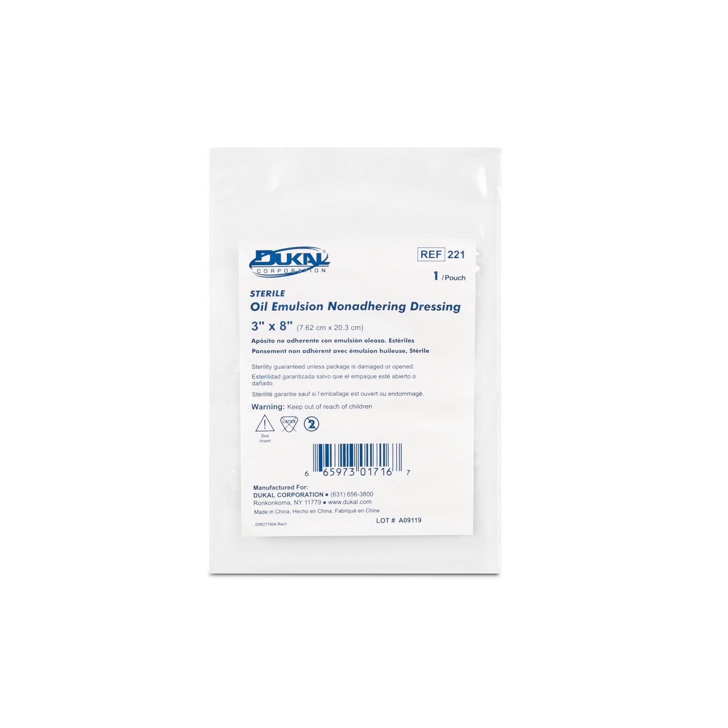 Dukal Corporation Dukal Alba Permeable Non-Adhering Dressings Dressing, 3" x 8", Sterile, 1/pk, 24 pk/bx