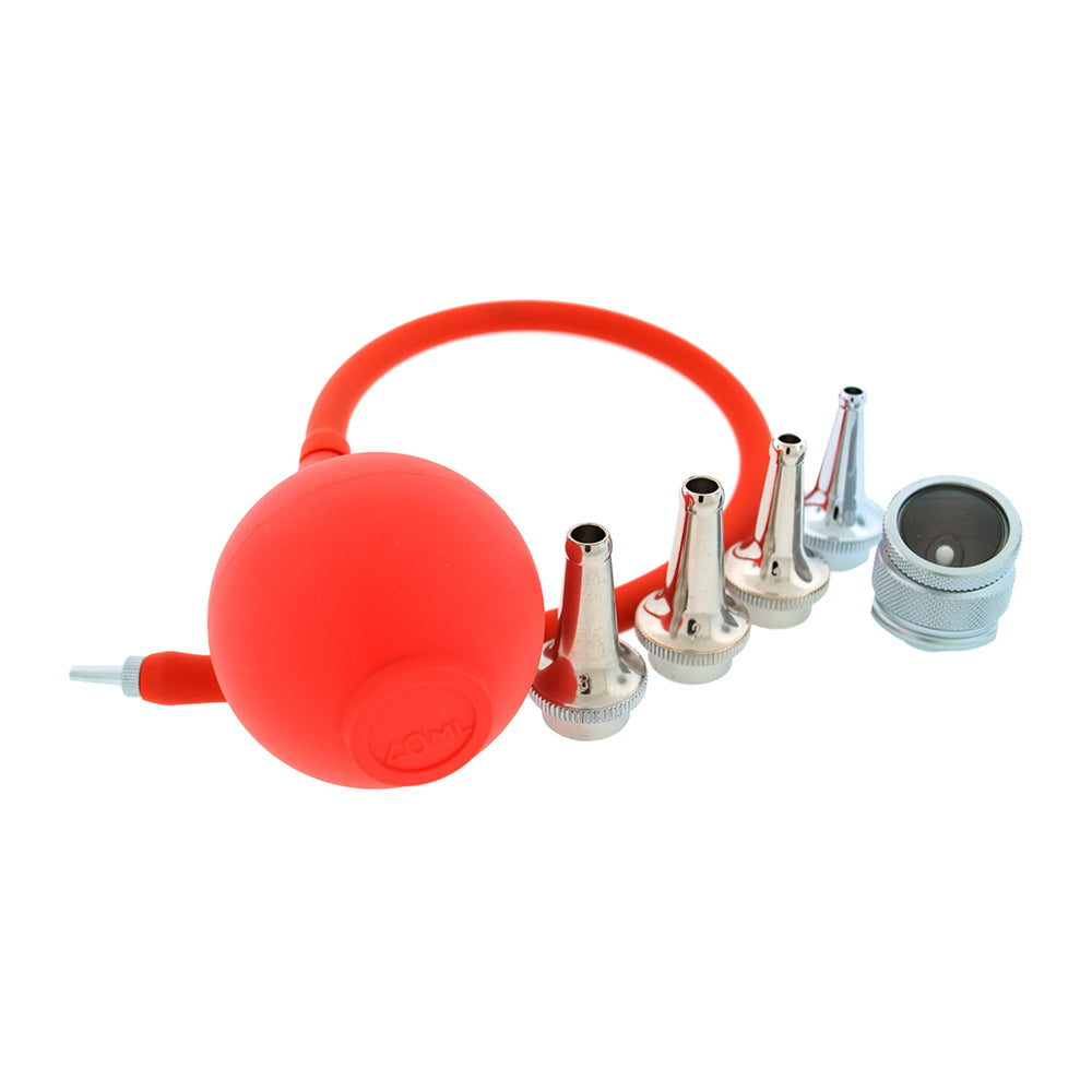 BR Surgical BRUENINGS Magnifier Otoscope, 3.5x magnifier, Set consists of: 4 specula, suction head and rubber tube with bulb, wooden case
