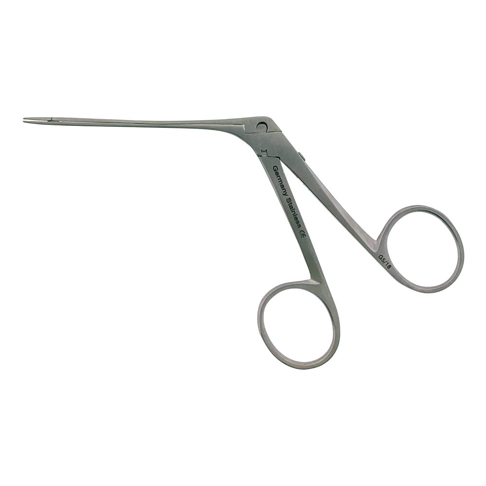 BR Surgical HOUSE Ear Forceps, serrated, alligator and crimper type, shaft 3-1/8", overall 5"