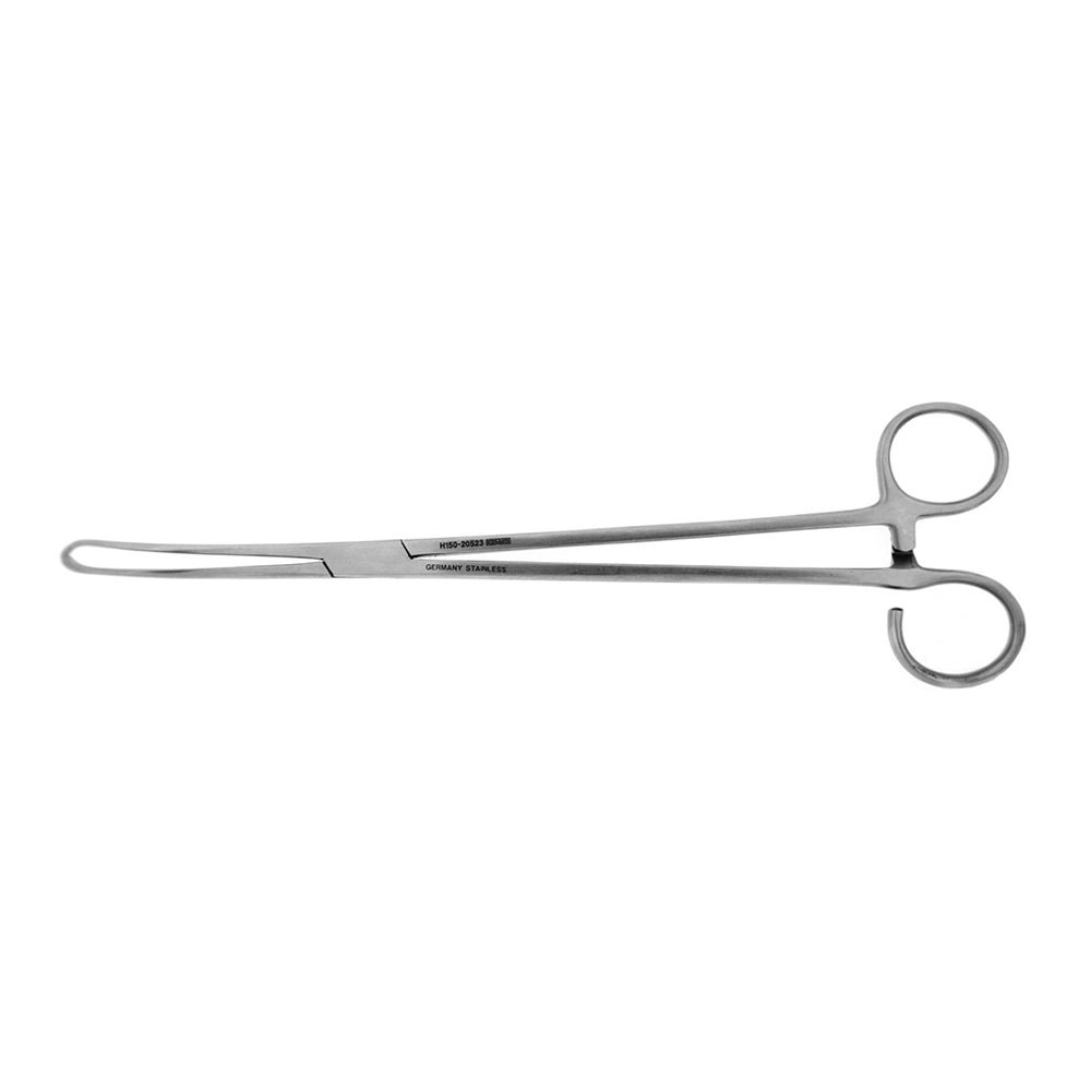 BR Surgical WHITE Tonsil Seizing Forceps, slightly angled, 4x4 teeth, 9"