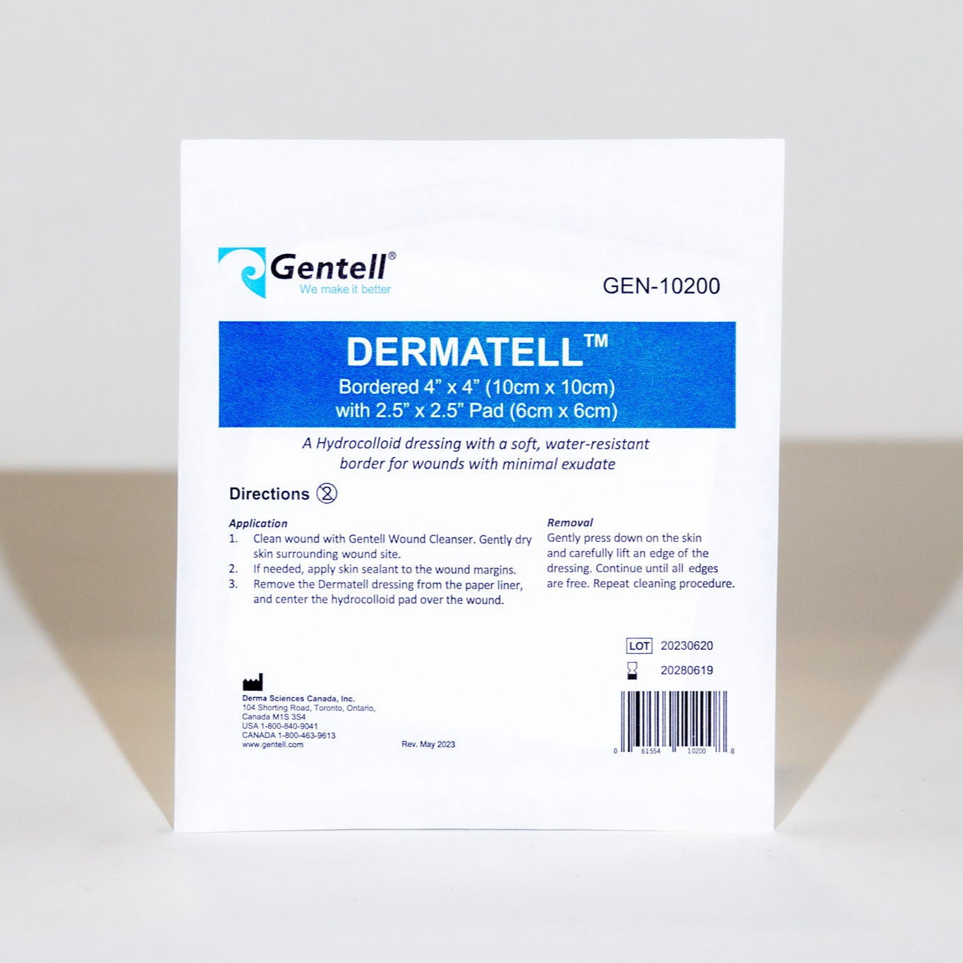 DRESSING DERMATELL HYDROCOLLD4INX4IN 2.5INPAD 50/CS