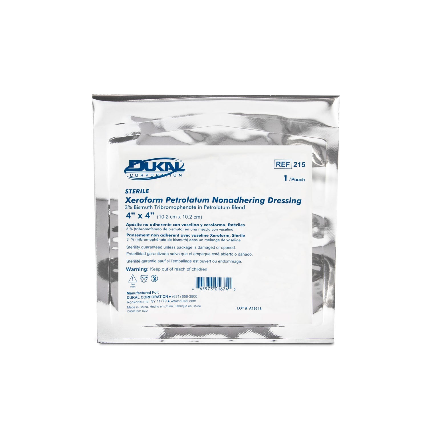Dukal Corporation Dukal Alba Xeroform Petrolatum Gauze Dressings Dressing, 4" x 4", Sterile, 1/pk, 25 pk/bx