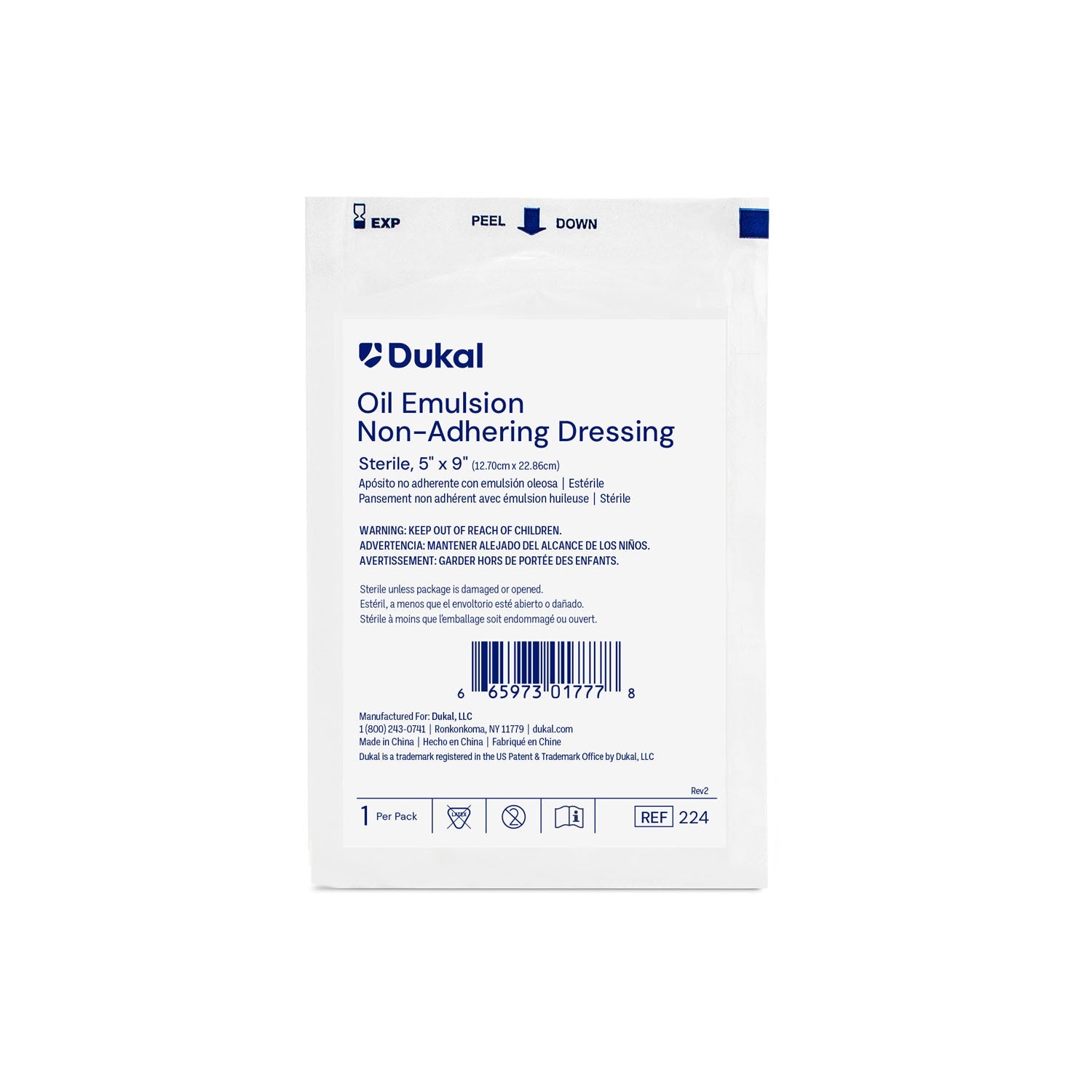 Dukal Corporation Dukal Alba Permeable Non-Adhering Dressings Dressing, 5" x 9", Sterile, 1/pk, 12 pk/bx