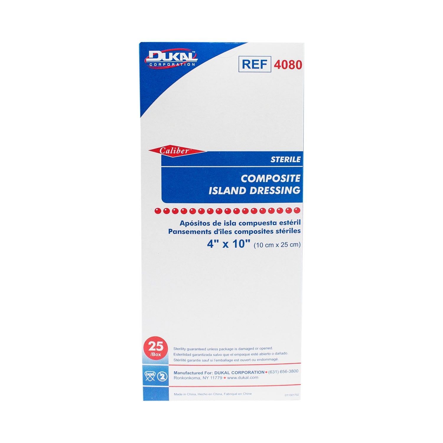 Dukal Corporation Dukal Composite Island Dressings Dressing, 4" x 10", Sterile, 25/bx, 4 bx/cs