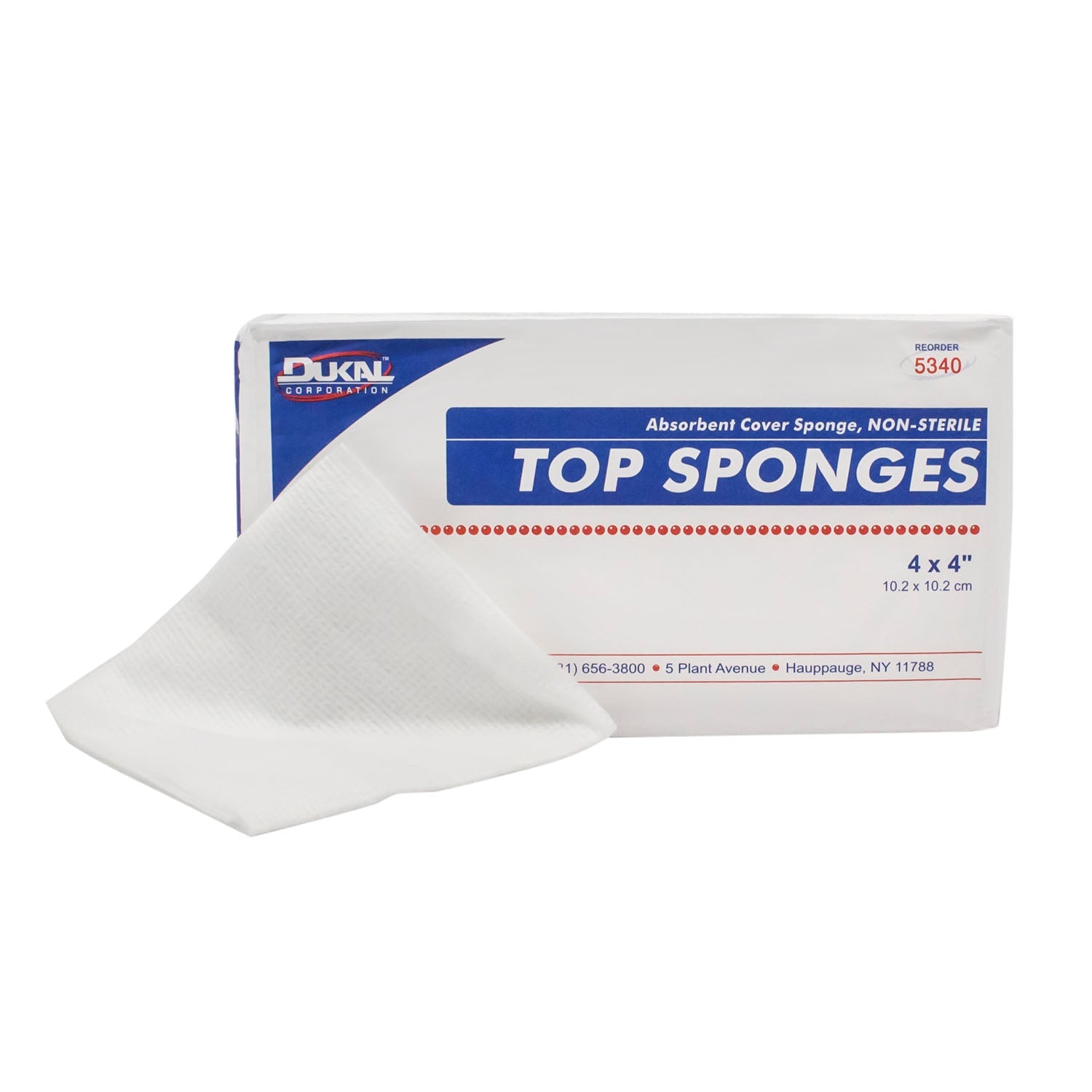 Dukal Corporation Dukal Top Sponges - Non-Woven Facing Cover Sponge 4" x 4", 8-Ply, Non-Woven, Non-Sterile, 100/bg, 20