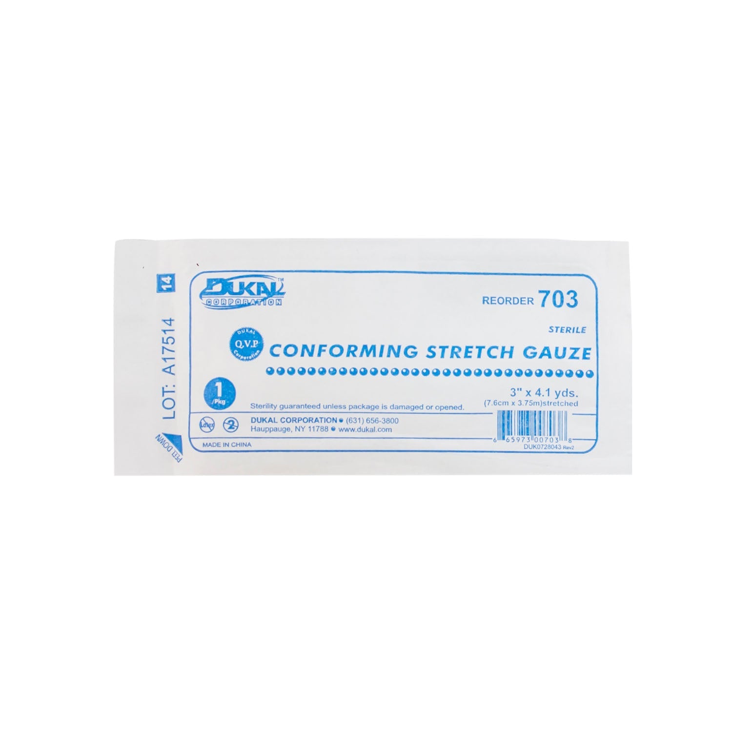 Dukal Corporation Dukal Conforming Stretch Gauze Stretch Gauze, 3" x 4.1 yd, Sterile, 1/pk, 12 pk/b