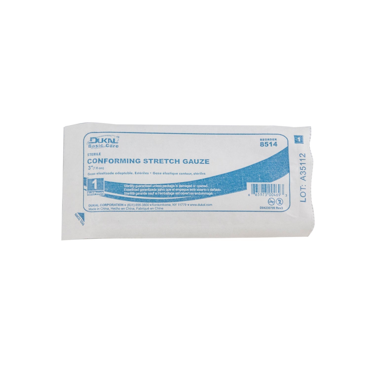 Dukal Corporation Dukal Basic Conforming Stretch Gauze Gauze, 3" Sterile, 12 rl/bg, 8 bg/cs