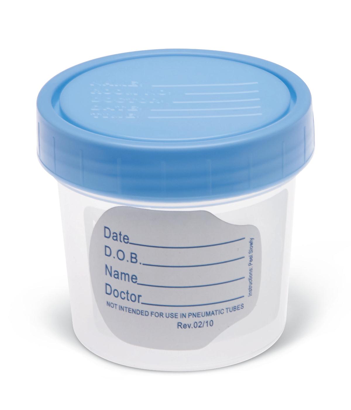 Specimen Container 120 mL (4 oz.) Screw Cap Poly Bagged Sterile / Sterile Fluid Path (100/CS)