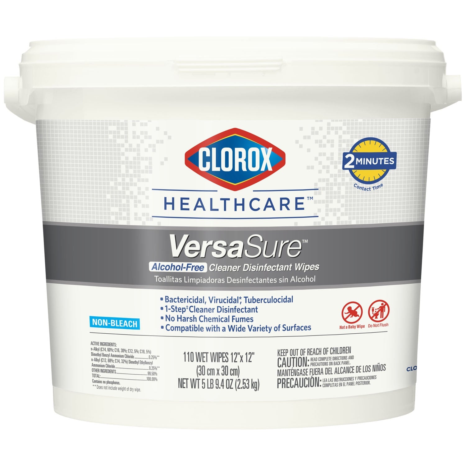 Clorox Sales Company Clorox Versasure Cleaner Disinfectant Wipes Wipes, 12" x 12", 110/tub, 2 tub/cs