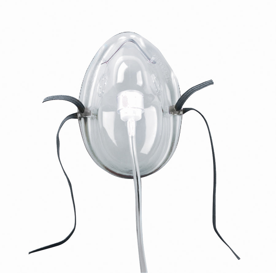 Medline Oxygen Mask Hudson RCI Elongated Style Adult One Size Fits Most Adjustable Head Strap / Nose Clip (HUD1049 / CS)