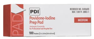 POVIDONE IODINE PREP PADMD 100/BX 10BX/CS