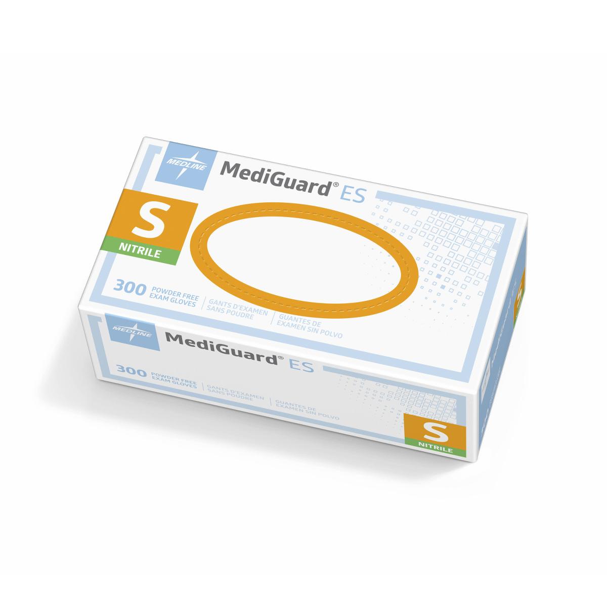 Medline Exam Glove MediGuard ES Small 300 per Box NonSterile Nitrile Standard Cuff Length Textured Fingertips Blue Not Rated (MG3001 / CS)
